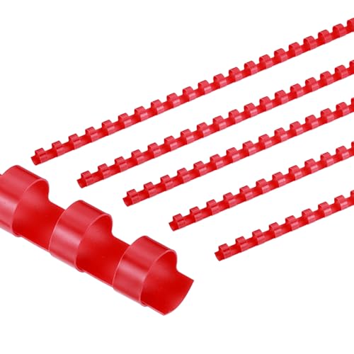 PATIKIL 10mm (3/8") Plastic Binding Combs, 50 Pcs 21 Rings Comb Binding Spines 60 Sheet Capacity Letter Size for Binding Paper Sheets, Red - color: Red, size: 10mm