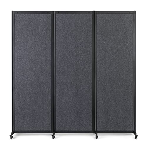 Room Partition,6'4"W x 6'7"H,3 Panel,Grey - color: Grey, size: 75.6"(L)*78.7"(H)