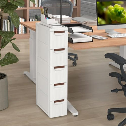 LOKO 5-Drawer Narrow Storage Cabinet, Slim Rolling Cart (7.5"x16.5"x36") - size: 7.5"x16.5"x36" (5 Drawer)