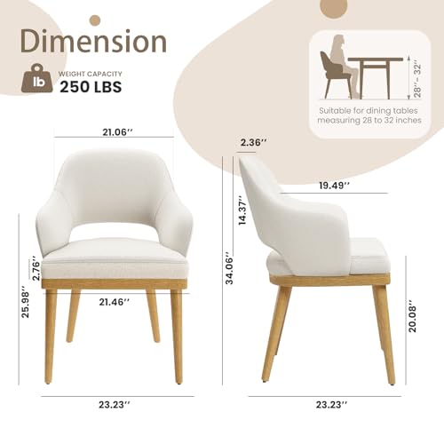 MALOL Wooden Dining Chairs Set of 2, Modern Fabric Upholstered Dining Room Chair, Kitchen Side Chairs, Farmhouse Dinner Chair with Open Back for Kitchen, Beige - color: Beige, size: Set of 2