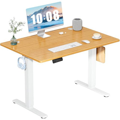 DUMOS 40 Inch Electric Standing Desk, Memory Adjustable Home Office Desk - color: Natural Oak, size: 40-Inch
