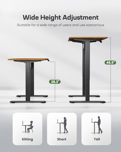 Marsail Electric Standing Desk, Adjustable Height Stand up Desk, 40 x 24 Inches Sit Stand Home Office Desk, Computer Desk, Rustic Brown - color: Rustic Brown, size: 40x24"