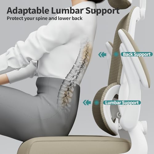 TRALT Office Chair Ergonomic Desk Chair - Gaming Chair with Lumbar Support | 330 LBS Home Office Desk Chairs with Headrest, Reading Chair with Flip-up Armrests, Comfortable Computer Chairs (1, Khaki) - color: Khaki