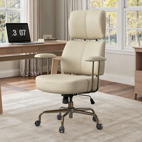 EUREKA ERGONOMIC Cameron Microfiber Suede Office Chair, High Back, White - color: Off-white, size: High-Back