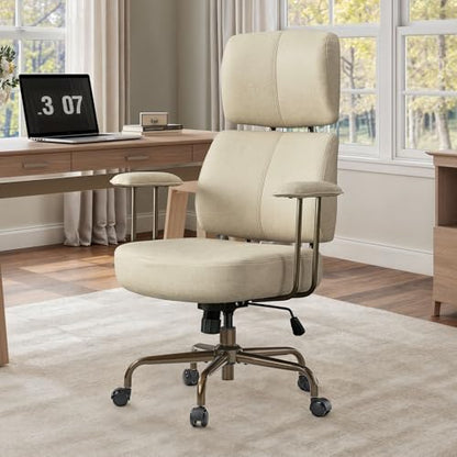 EUREKA ERGONOMIC Cameron Microfiber Suede Office Chair, High Back, White - color: Off-white, size: High-Back