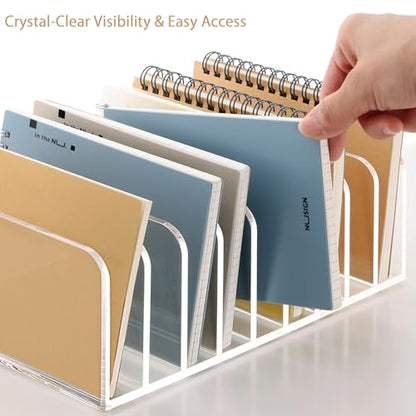 SANRUI 9-Compartment Clear Acrylic Mail Organizer, Vertical Mail Sorter Desk Organizer, Compact Letter Envelope Bill File Holder for Office Home Classroom - size: 9 Slots