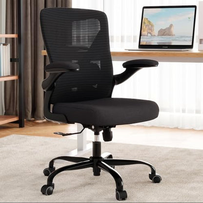 Office Chair: 330LBS Mesh Ergonomic Desk Chair Comfy with 3D Lumbar& Swivel - color: Black, size: Pack of 1