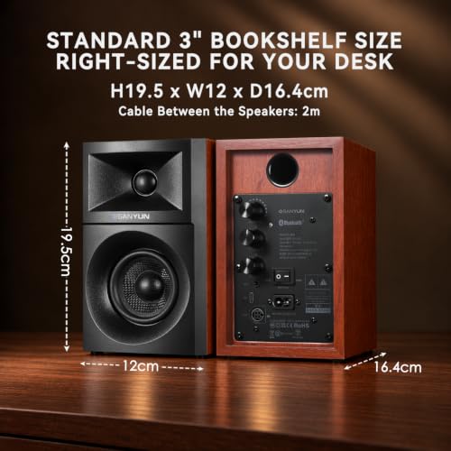 Sanyun SW203 3" 2-Way Active Bookshelf Speakers for Desktop Computer PC - color: Red