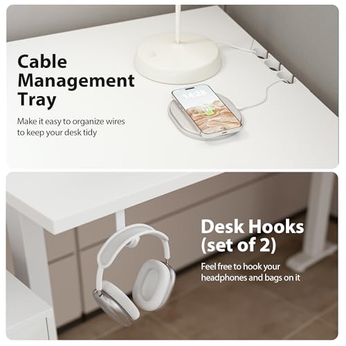 Agilestic L Shaped Electric Standing Desk Adjustable Height, 59 Inch, White - color: White, size: 59 x 48 Inch