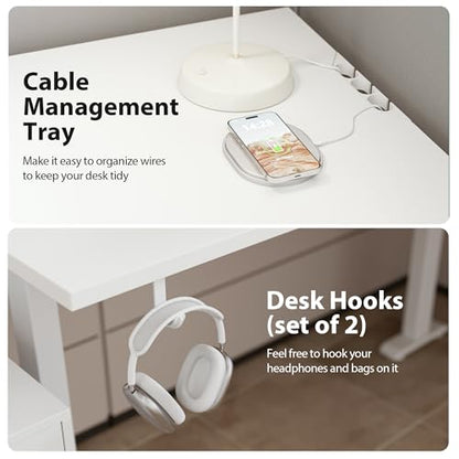 Agilestic L Shaped Electric Standing Desk Adjustable Height, 59 Inch, White - color: White, size: 59 x 48 Inch