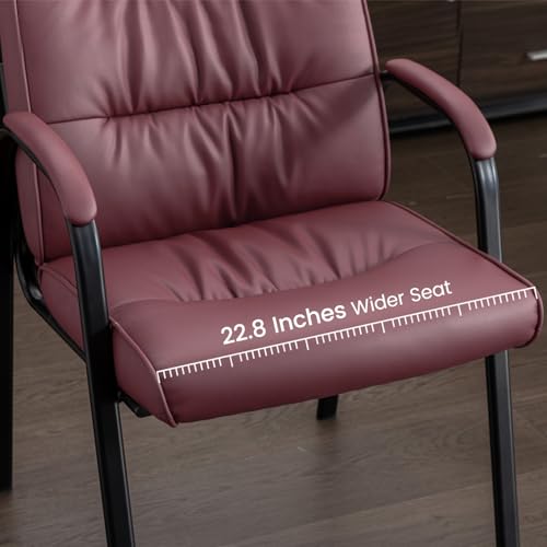 Big&Wide Office Guest Reception Chairs Set of 8, Conference Room Chairs Waiting Room Chairs, Modern Leather Office Desk Chair No Wheels - color: Burgundy, size: 8 Pack