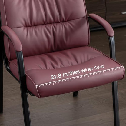 Big&Wide Office Guest Reception Chairs Set of 8, Conference Room Chairs Waiting Room Chairs, Modern Leather Office Desk Chair No Wheels - color: Burgundy, size: 8 Pack