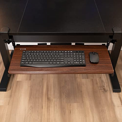 VIVO Dark Walnut Clamp-on 27 x 11 in Adjustable Keyboard Tray, MOUNT-KB05HD - color: Dark Walnut, size: 27" fixed width