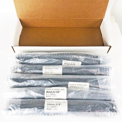 Binditek Plastic Spiral Binding Coils, Multi Size 3:1 Pitch, Black 60 Pack - size: Multi Size , 3:1pitch, style: 60P , Black