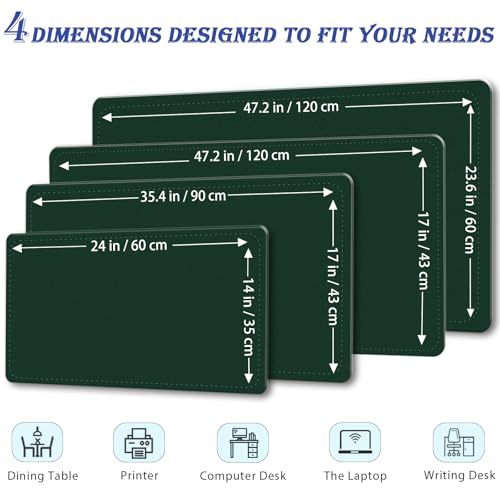 Non-Slip Desk Pad, 24" x 14" Large Mouse Pad, PU Leather Desk Mat with Suede, Laptop Desk Pad, Waterproof Keyboard Pad, Desk Blotter for Office/Home/Decor (Dark Green) - color: Dark Green, size: 24" x 24"