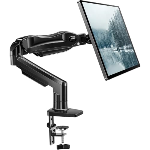 HUANUO FlowLift™ Single Monitor Mount, 13 to 32 Inch Monitor Arm, Adjustable Monitor Stand, Vesa Mount with Clamp and Grommet Base - Fits 4.4 to 19.8lbs LCD Computer Monitors - color: Black