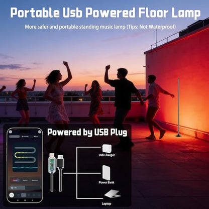 NBBUFF IC+RGBW Led Corner Floor Lamp USB Powered App & Remote Control,2Pack - size: 2Pack