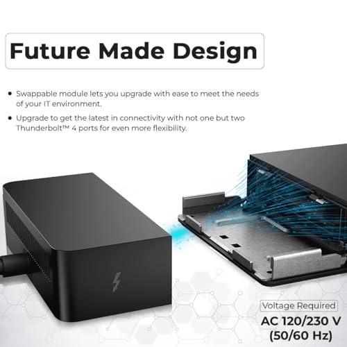 Dell WD22TB4 Thunderbolt 4 Dock - 1 Year Warranty, 40Gbps USB-C/USB A, Dell Docking Station w/ 180W Adapter, HDMI, DisplayPort, USB-C Cables - Supports 4K Displays & Upto 3 Monitors (Renewed)