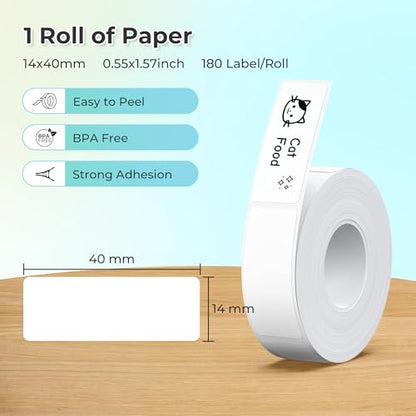 Nelko Genuine P21 Label Maker Tape, 14x40mm(0.55"x1.57"), White - color: White