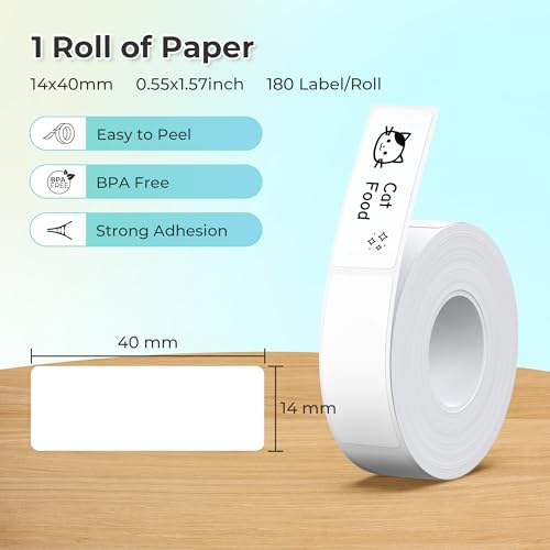 Nelko Genuine P21 Label Maker Tape, 14x40mm(0.55"x1.57"), White - color: White