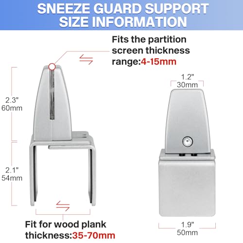 4 Packs Sneeze Guard Support, Aluminum Vertical Partition Board Clamp, Acrylic Desk Divider Support Clamp, Desk Shield Privacy Panel Clamps for Clear Shield for Countertop Reception - size: Downclamp & 4pcs