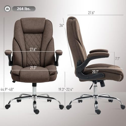 HOMCOM High Back Office Chair Executive Desk Chair, Dark Brown - color: Brown