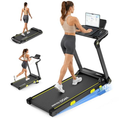 YPOO 13% Incline Walking Pad Treadmill Handle Bar Desk App Portable