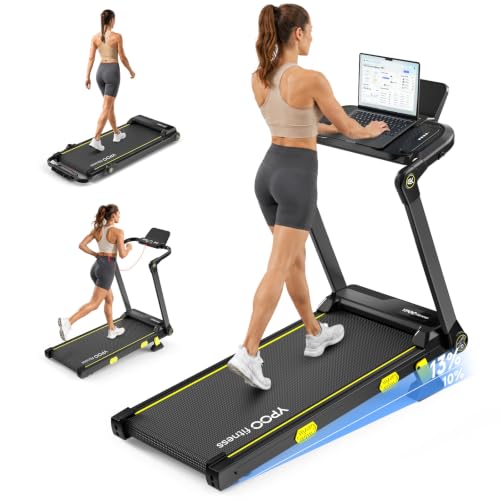 YPOO 13% Incline Walking Pad Treadmill Handle Bar Desk App Portable