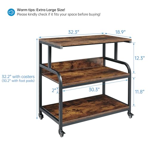 Fannova 32.3" Wide Extra Large Printer Stand with Adjustable Storage Shelf - color: Rustic Brown, size: 32.3"W x 18.9"D x 32.1"H