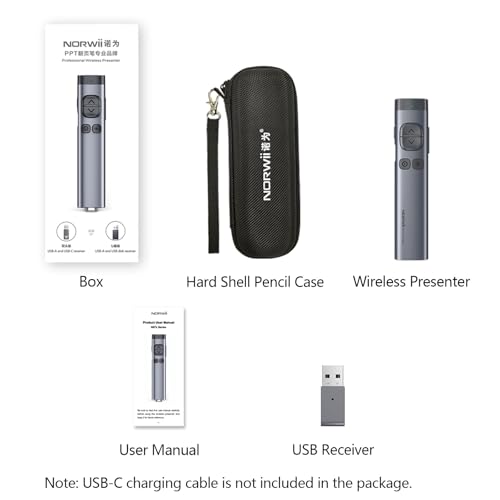 N97s Presentation Clicker for Powerpoint Presentations with Digital Pointer | ①Green Laser Pointer②Metal Housing③Magnifier/Highlight/Mouse Left Click④TV Screen&Projector Clicker⑤Built-in Storage Receiver - color: Green - BLE&USB-A