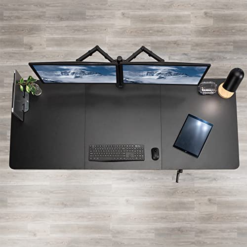 VIVO Manual Height Adjustable 71 x 30 inch Stand Up Desk, Light Wood Table Top, Black Frame, Standing Workstation with Foldable Handle, DESK-KIT-MB7C - color: Light Wood Top / Black Frame, size: 71" x 30"