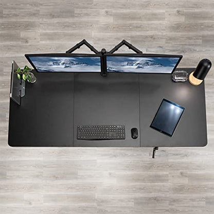VIVO Manual Height Adjustable 71 x 30 inch Stand Up Desk, Light Wood Table Top, Black Frame, Standing Workstation with Foldable Handle, DESK-KIT-MB7C - color: Light Wood Top / Black Frame, size: 71" x 30"