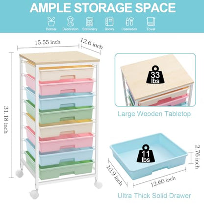 SYKIARIOL Rolling Cart with Drawers, 8 Drawers Utility Cart, Rainbow - color: Rainbow
