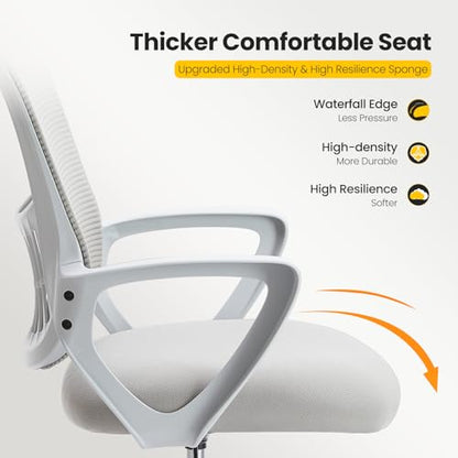 Sweetcrispy Tall Drafting Chair, High Office Desk Chair with Footrest | Comfy Lumbar Support, Counter Height Adjustable, Fixed Arms, 360° Computer Rolling Stool, Grey - color: Grey, size: 45 inches (H) x 23.62 inches (W) x 24.2 inches (L)