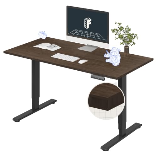 FLEXISPOT E6 Bamboo 3-Stage Dual Motor Electric Standing Desk 55 x 28 Sit Stand Up Desk, Holds 220 lbs, Adjustable Height w/Memory Presets, Solid Walnut Bamboo Desktop & Black Frame, Ships in 2 Boxes - color: Black Frame+ Walnut Bamboo Top, size: 55"x28"