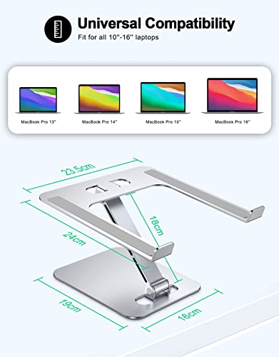 RIWUCT Aluminum Alloy Laptop Stand for Desk, Foldable Laptop Riser Holder - color: Silver