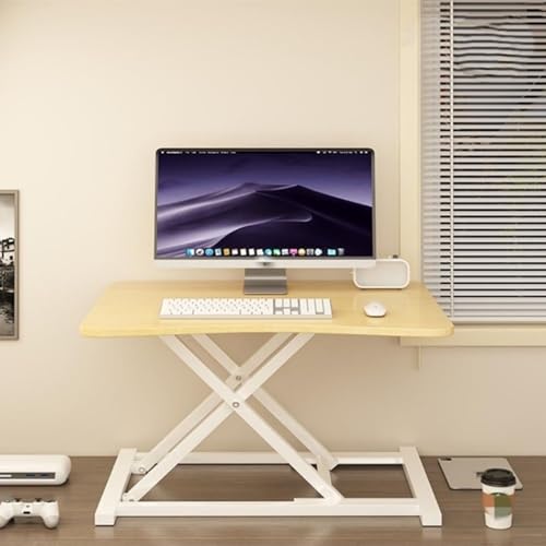 Ergonomic Standing Desk Converter-Height Adjustable Sit-Stand Riser with Keyboard Tray,Home Office Workstation for Laptop & Computer Monitor Riser,Durable Particle Board Design - color: Yellow, size: 95x40x50cm(37x16x20inch)