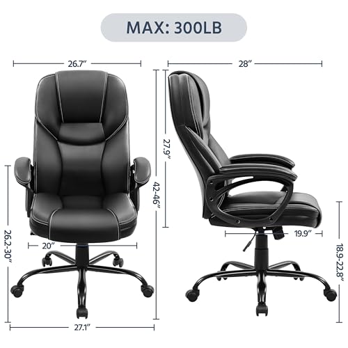 Yaheetech Executive Office Chair High Back PU Leather Adjustable Seat Black - color: Black