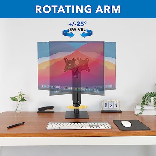 Mount-It! Freestanding Single Monitor Arm 17" to 32", Height Adjustable, Tension Adjustable Spring Mechanism Monitor Stand, Max VESA 100x100, Swivel, Rotation, Instant Height Adjustment, Black