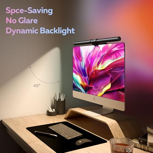 Monitor Light Bar, USB Reading LED Task Lamp with Touch Control, No Screen Glare Dimmable Desk Lamp Computer Monitor Light Bar for Home Office Gaming,Work with Alexa and Google Assistant - style: RGB Backlight