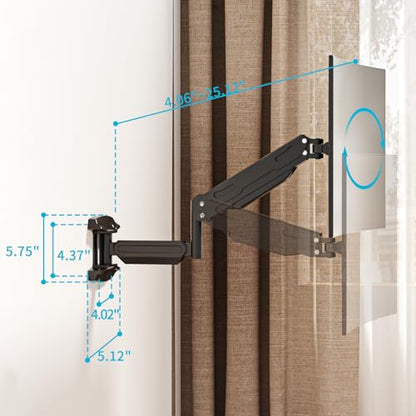 Suptek Single Wall Mount Monitor for 13-32" | Full Motion Adjustable, Gas Spring Arm, Holds up to 22lbs, VESA 75x75/100x100