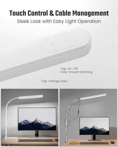 SUPERDANNY Eye-Caring LED Desk Lamp Work Lamp Office Lamp with Base - color: White, size: Base Stand