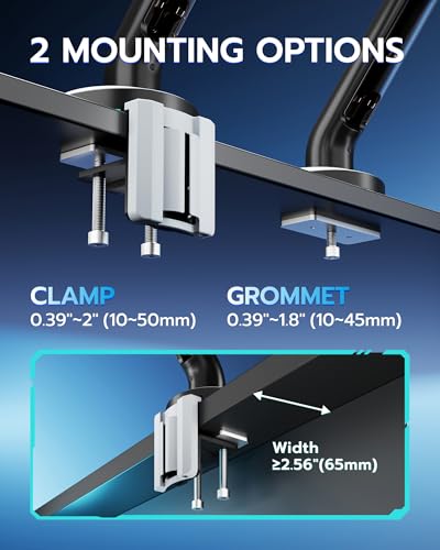 Single Gaming Monitor Arm for 24"-57" Screen, White | Computer Monitor Stand Holds Up to 60LBS - color: WHITE, style: Non-RGB