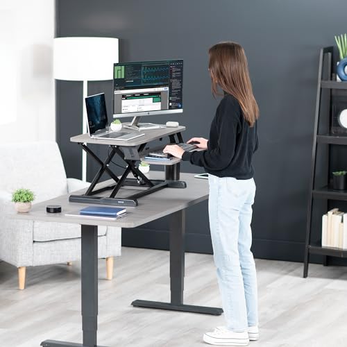 VIVO Dark Gray 32 inch Standing Desk Converter, DESK-V000KG - color: Dark Gray, size: 32"
