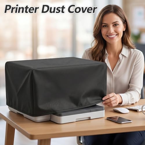 Universal Printer Dust Cover, Elastic Waterproof Printer Cover, Black Printers Protective Covers Compatible with HP DeskJet Epson XP Series, UV-resistant, 17.7x 15.75 x 9.8 inch