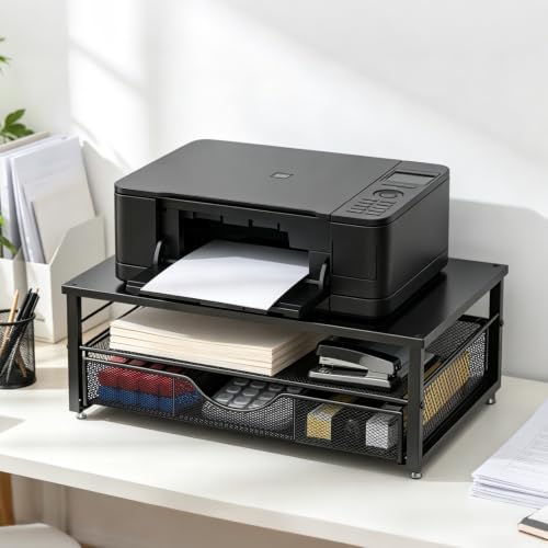 gianotter Computer Monitor Stand Riser with Drawer - color: Black