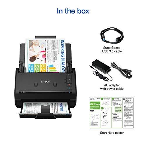 Epson Workforce ES-400 II High-Speed Color Duplex Desktop Document Scanner | For Computers including PC and Mac with Auto Document Feeder and Image Adjustment Tools