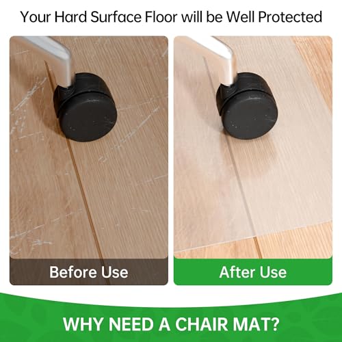 100pointONE Office Chair Mat for Hardwood Floor, 53" x 45" Clear Desk Chair Mat for Hard Floors, Easy Glide Computer Chair Floor Mat for Home Office Rolling Chairs - color: Fully Clear, size: 45" x 53" Lip