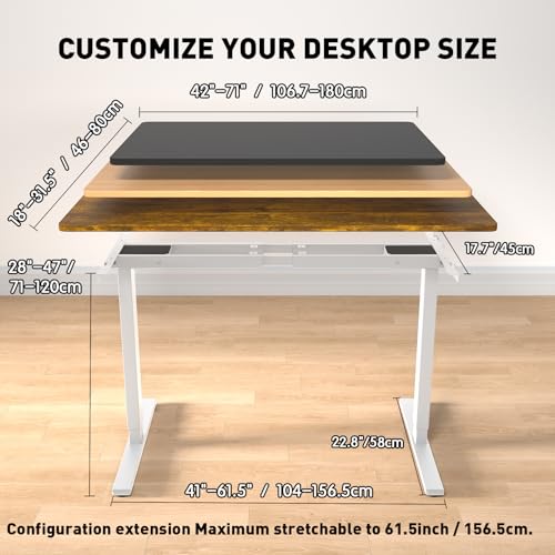 Dual Motor Standing Desk Frame, Electric Adjustable Legs with Memory Presets, Stand Up Desk Frame Workstation, with Cable Management Tray, 2pcs Headphone Hook, for Home Office