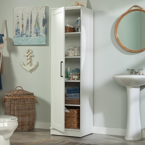 Sauder HomePlus Pantry Storage Cabinet, Soft White | Single Door, Adjustable Shelves, Kitchen Storage Cabinet - color: White